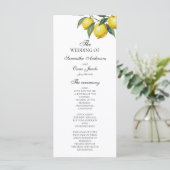 Watercolor Lemon Wedding Program | Mediterranean  メニュー (スタンド正面)