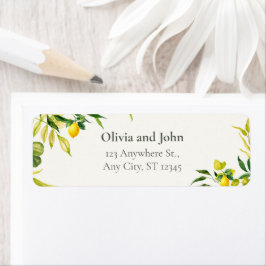 Watercolor Lemon Wedding Return Address Label ラベル