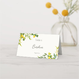Watercolor Lemon Wedding with Meal Preference プレイスカード