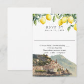 Watercolor Lemons Amalfi Coast Italy Wedding 出欠カード (正面/裏面)