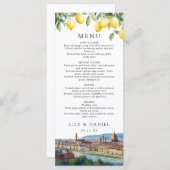 Watercolor Lemons Florence Italy Wedding メニュー (正面/裏面)