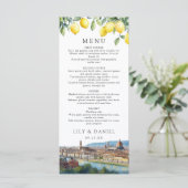 Watercolor Lemons Florence Italy Wedding メニュー (スタンド正面)