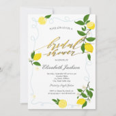 Watercolor Lemons Frame Bridal Shower  招待状 (正面)