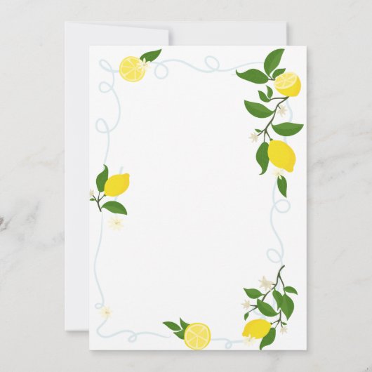 Watercolor Lemons Frame Bridal Shower 招待状 (裏面)