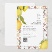 Watercolor Lemons Rounded Bridal Shower  招待状 (正面/裏面)