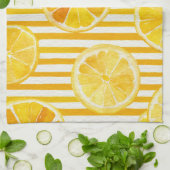 Watercolor Lemons & Stripes キッチンタオル (折り畳み)