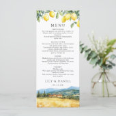 Watercolor Lemons Tuscany Italy Wedding メニュー (スタンド正面)