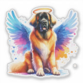 Watercolor Leonberger Dog Angel シール (正面)