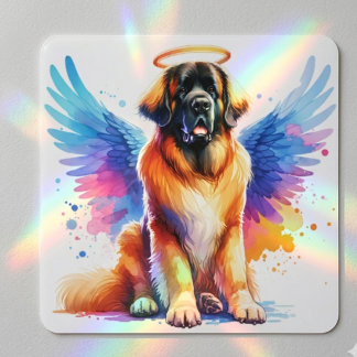 Watercolor Leonberger Dog Angel スクエアシール