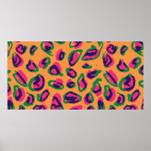 Watercolor leopard animal print illustration patte ポスター