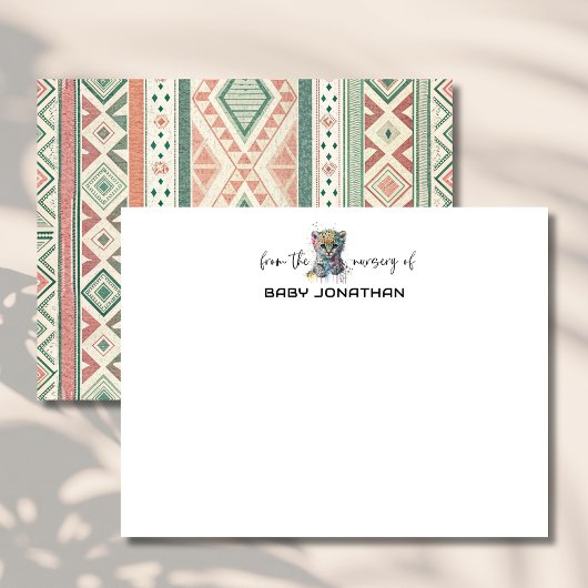 Watercolor Leopard Chic Nursery Note Card 招待状