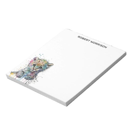 Watercolor Leopard Sophisticated Notepad ノートパッド (回転)