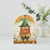 Watercolor Leprechaun Whimsical St. Patrick's Day ポストカード (スタンド正面)