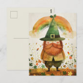 Watercolor Leprechaun Whimsical St. Patrick's Day ポストカード (正面/裏面)