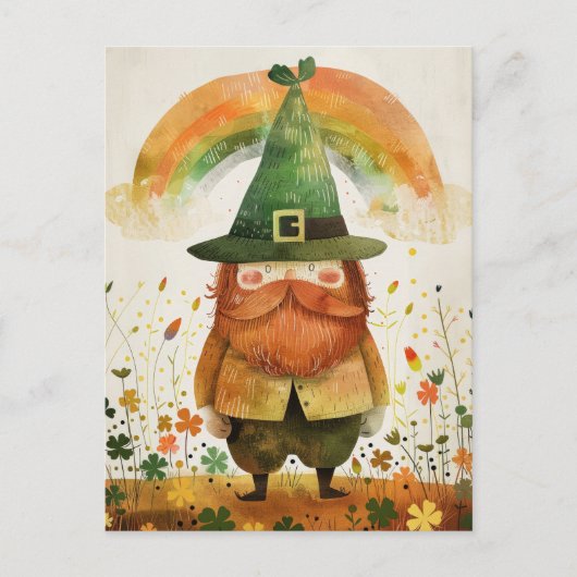 Watercolor Leprechaun Whimsical St. Patrick's Day ポストカード (正面)