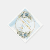 Watercolor Light Blue Flowers Quinceañera Napkins スタンダードカクテルナプキン (角)