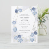 Watercolor Light Blue Wedding Invitation 招待状 (スタンド正面)