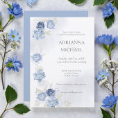 Watercolor Light Blue Wedding Invitation 招待状