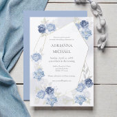 Watercolor Light Blue Wedding Invitation 招待状