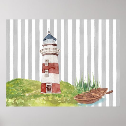 watercolor Lighthouse ポスター (正面)
