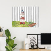 watercolor Lighthouse ポスター (ホームオフィス)