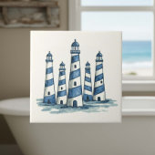 Watercolor Lighthouses Blue Ivory ID1202 タイル