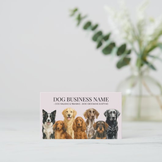 Watercolor Lilac Dog Breeds Pet Groomer 名刺 (スタンド正面)