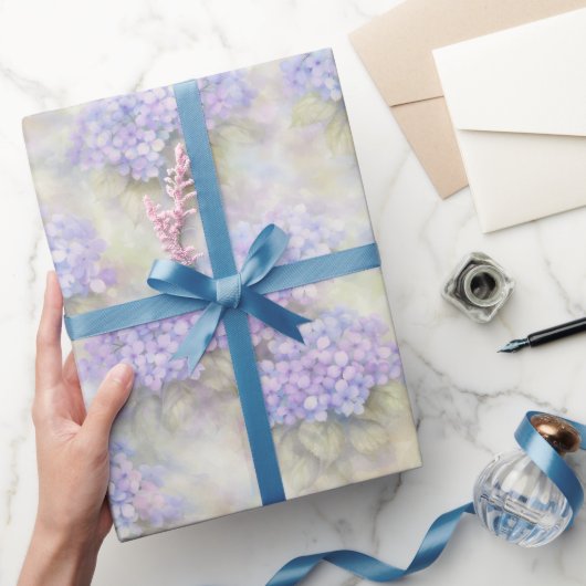 Watercolor Lilac Hydrangea Floral Wrapping Paper ラッピングペーパー (ギフト)