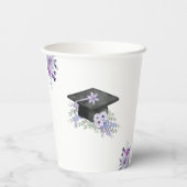 Watercolor lilac Purple Floral Graduation  紙コップ (裏面)