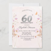 Watercolor Lilac Wildflowers Purple 60th Birthday 招待状 (正面)