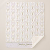 Watercolor Lily of The Valley Personalized Floral シェルパブランケット (正面)