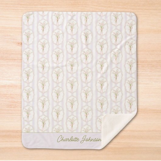 Watercolor Lily of The Valley Personalized Floral シェルパブランケット