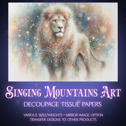 Watercolor Lion Christian Faith Art Decoupage 薄葉紙