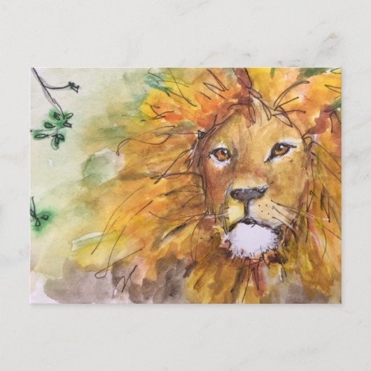 Watercolor Lion Postcard ポストカード (正面)