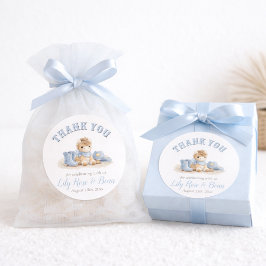 Watercolor Little Cowboy Baby Shower Thank You  ラウンドシール