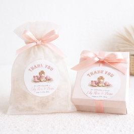 Watercolor Little Cowgirl Baby Shower Thank You  ラウンドシール