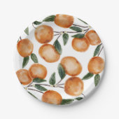 Watercolor Little Cutie Orange Citrus  ペーパープレート (正面)