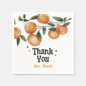 Watercolor Little Cutie Orange Citrus Thank You スタンダードカクテルナプキン (正面)