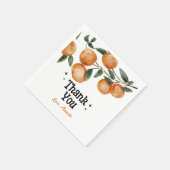 Watercolor Little Cutie Orange Citrus Thank You スタンダードカクテルナプキン (角)
