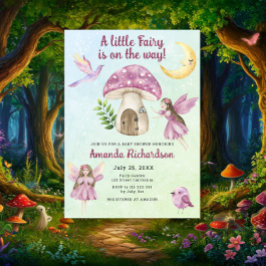 Watercolor Little Fairy Whimsical Baby Shower 招待状