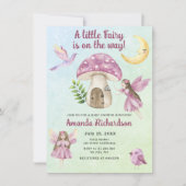 Watercolor Little Fairy Whimsical Baby Shower 招待状 (正面)