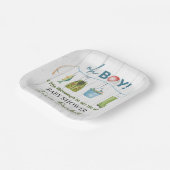 Watercolor Little Fisherman on the Way Baby Shower ペーパープレート (傾斜あり)