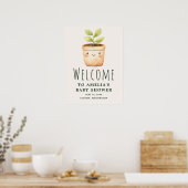 Watercolor Little Sprout Baby Shower Welcome Sign ポスター (キッチン)