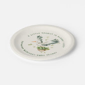 Watercolor Little Sprout stork Baby Shower ペーパープレート (アングル)