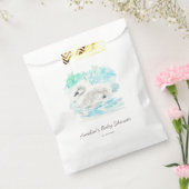 Watercolor Little Swan Baby Shower フェイバーバッグ (封をした状態)