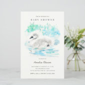 Watercolor Little Swan Baby Shower Invitation (スタンド正面)