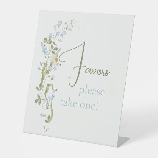 Watercolor Little Wildflower Baby Shower Favors 台座サイン (正面)