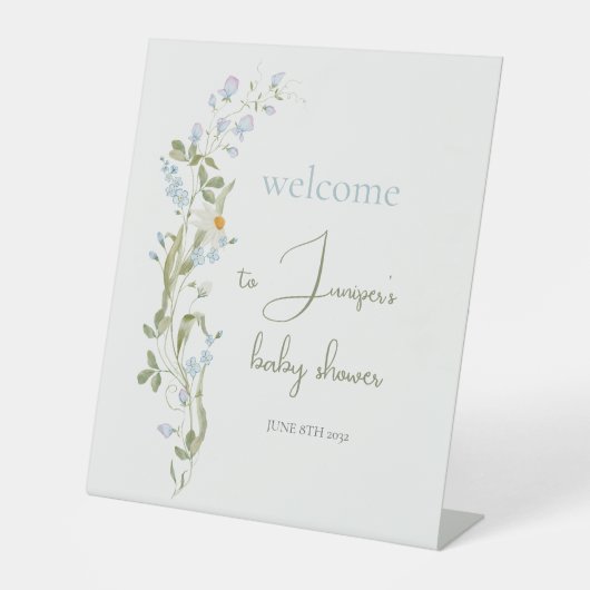 Watercolor Little Wildflower Baby Shower Welcome 台座サイン (正面)