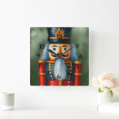 Watercolor llustrated Christmas Nutcracker スクエア壁時計 (ホーム)