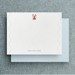 Watercolor Lobster Coastal Flat Note Card ノートカード